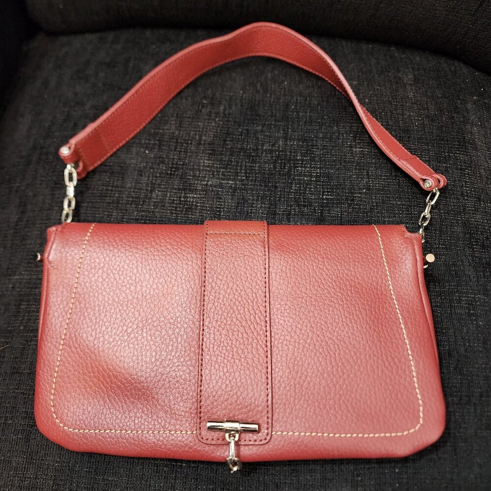Lamarthe Paris Rust Red Pebbled Leather Shoulder Bag - Picture 2 of 9